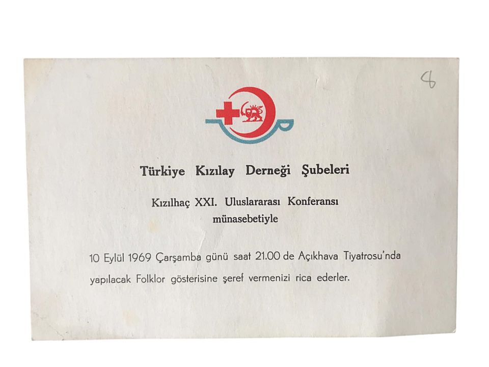 Türkiye Kızılay Derneği Şubeleri - Kızılhaç Konferansı - 1969 yıl Açıkhava Tiyatrosu, davetiye