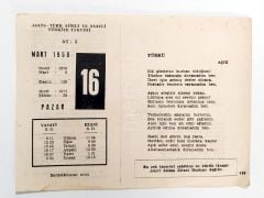 16 Mart 1958 - Takvim yaprağı