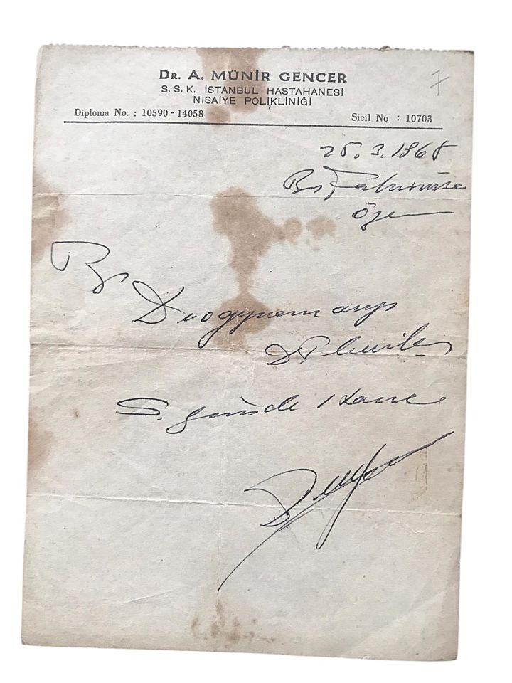 Doktor Münir GENCER S.S.K. - Aksaray Eczanesi kaşeli reçete