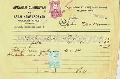Apraham CÜMBÜŞYAN ve Aram KAMPAROSYAN - Fatura - Efemera