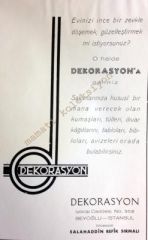 Dekorasyon Selahaddin Refik SIRMALI - Dergiden çıkma reklam - Efemera