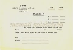 Ömür Yoğurt ve Gıda Sanayii - Makbuz Süt ve süt ürünleri - Efemera