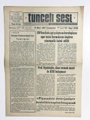Tunceli Sesi Gazetesi - 25 Eylül 1957