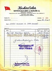 Keskin Color Kartpostalcılık fatura - Efemera