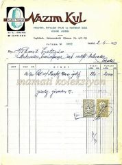 Nazım KUL Dahili Ticaret Trevira, naylon iplik fatura - Efemera