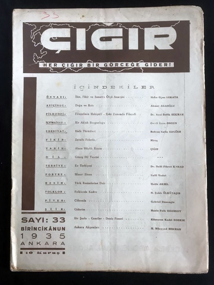 Çığır Dergisi - Her Çığır Bir Görceğe Gider / Sayı:33 - 1935