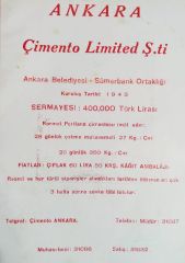 Ankara Çimento Limited Şirketi / Dergi, gazete reklamı - Efemera