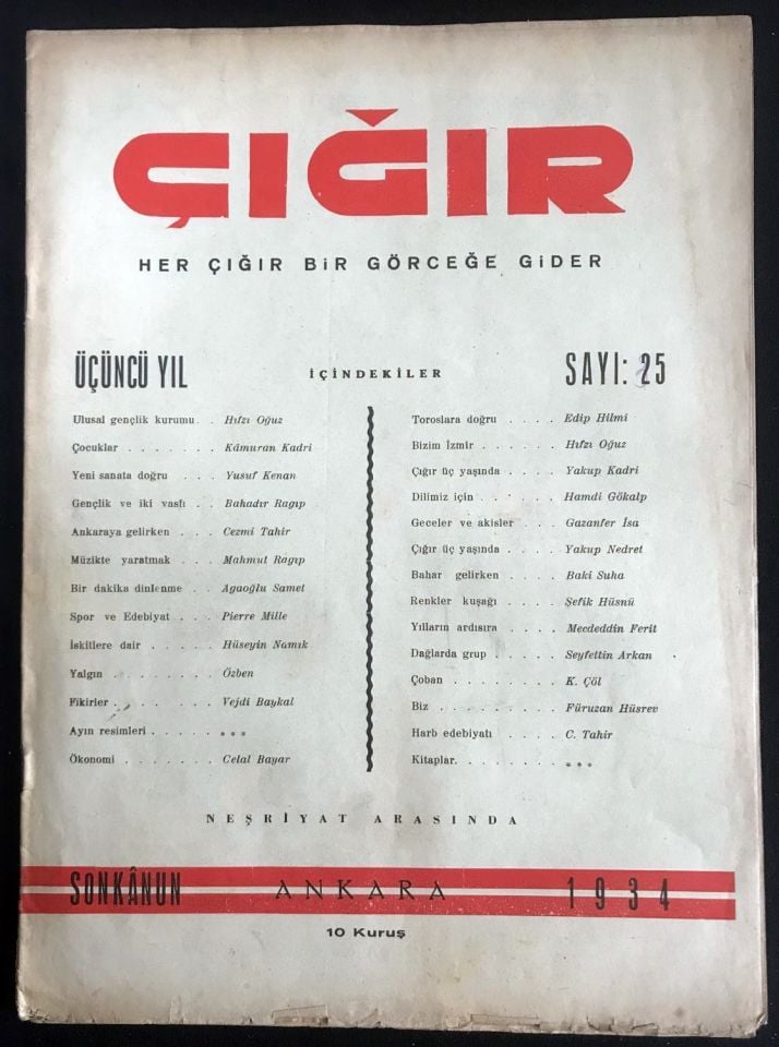 Çığır Dergisi - Her Çığır Bir Görceğe Gider / Sayı:25 - 1934