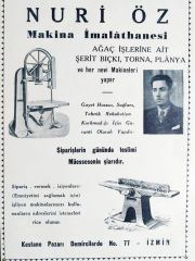Nuri Öz Makine İmalathanesi Ağaç işleri İZMİR / Dergi, gazete reklamı - Efemera