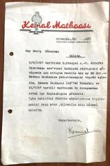 Kemal Maatbası - 1937 Tarihli Yazışma