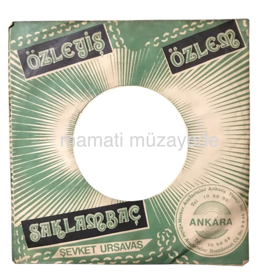 Özleyiş, Özlem, Saklambaç Plak - Şevket URSAVAŞ Ankara - Plak kabı / Kapak içerisinde plak yoktur.