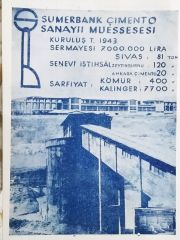Sümerbank  Çimento Sanayii Müessesesi / Dergi, gazete reklamı - Efemera