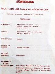 Sümerbank İplik ve Dokuma fabrikası müesseseleri  / Dergi, gazete reklamı - Efemera