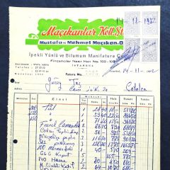 Maçıkanlar Koll. Şti. İpekli yünlü ....  / Fatura