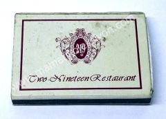 Two nineteen Restaurant, kibrit