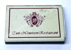 Two nineteen Restaurant, kibrit