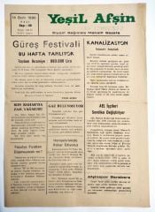 Yeşil Afşin gazetesi, 14 Ekim 1986  - Güreş Festivali, Peközler değirmeni -  Efemera