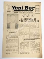 NİĞDE Bor, Yeni Bor gazetesi, 10 Kasım 1988 10 Kasım gazeteleri - Efemera
