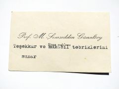 Şemseddin GÜNALTAY Sivas Mebusu / Karvizit - Efemera