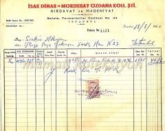 İsak DİNAR ve Mordehay ÖZDANA Koll. Şti. - Fatura - Efemera