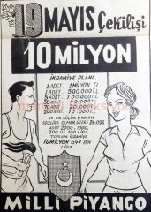 Milli Piyango, 19 Mayıs çekilişi / Gazete, dergi reklamı 19 Mayıs - Efemera