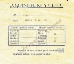 Türk Kadınları Biçki Yurdu - İmtihan notları - Efemera
