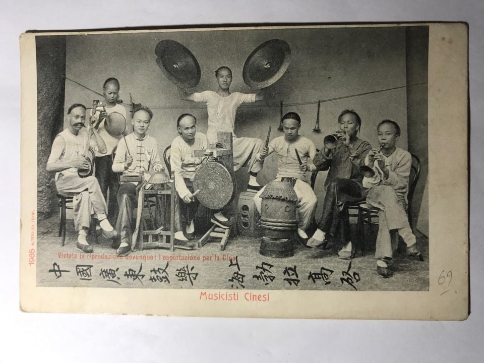 Geleneksel Çin Orkestrası - Arkası Osmanlıca yazılı kartpostal / NADİRRR