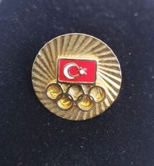 Türk bayrağı ve Olimpiyat amblemi - Olimpiyat Rozet