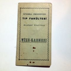 İstanbul Üniversitesi Tıp Fakültesi Anatomi Enstitüsü - Vize Karnesi Eğitim Efemeraları, Tıp Eczacılık Efemeraları - Efemera
