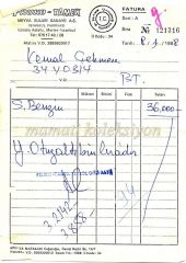 Fruko Tamek Meyva suları sanayii A.Ş. Bakırköy - Fatura - Efemera