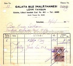 Galata Buz İmalathanesi - Fatura - Efemera