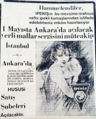 Ankara Yerli Mallar sergisi / İpekiş  Dergiden çıkma reklam - Efemera