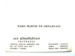 Yako BARUH ve Ortakları / Jan KÖPRÜLÜYAN  / Kartadres - Efemera