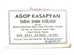 Agop KASAPYAN Soğuk demir atölyesi / Kartadres - Efemera
