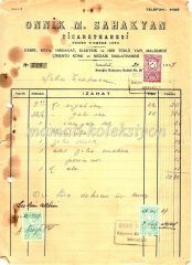 Onnik SAHAKYAN Ticarethanesi Hırdavat - Fatura - Efemera