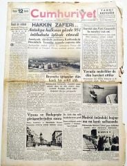 Hatay meselesi haberli - 18 İkinciteşrin 1936 tarihli, Cumhuriyet gazetesi