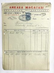 Ankara Mağazası Manifatura Ticarethanesi - 1957 Tarihli Fatura