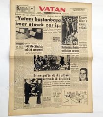 Vatan gazetesi, 18 Eylül 1958 ''Süreyya Paşa varislerinin duruşması'' haberli ''Fenerbahçe Kasımpaşaya galip'' - Efemera