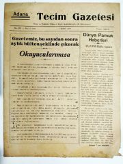 ADANA Tecim Gazetesi, 1 Mart 1938 / Gazete
