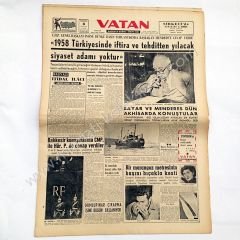 Vatan gazetesi, 8 Eylül 1958 Genç Milliler Bulgaristana maça gidiyor - Efemera