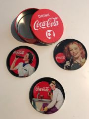 3 adet Coca Cola metal bardak altlığı