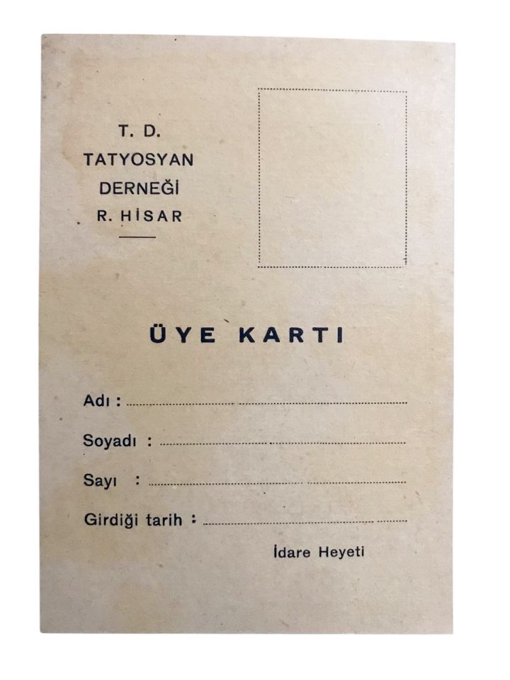 Tatyosyan Derneği - Üye kartı