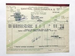 Santral Dikiş Sanayii A.Ş. - 1962 Tarihli Fatura