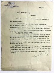 İpekçi Hüsnü ASMAZ ANKARA - 1952 Tarihli Yazışma