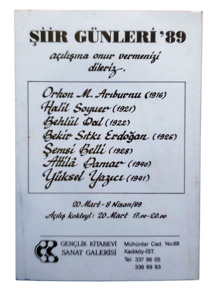 Şiir Günleri 89 - Gençlik Kitabevi Sanat Galerisi / Davetiye