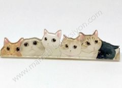 Altı ürkek kedi - rozet Kedi -
