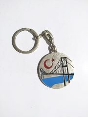 Ayyıldız ve boğaz köprüsü temalı. Doğa metal - Anahtarlık