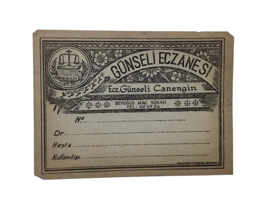 Günseli Eczanesi - 7x10 Etiket (Arkasından sihirli bantla tamirli)