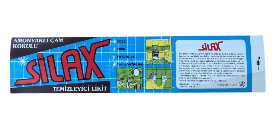 Amonyaklı çam kokulu SİLAX Temizleyici likit - Göksun Kimya / Etiket