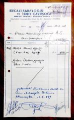 Necati SARAYOĞLU ve İsmet ÇAVUŞOĞLU - Makina Tamiratı / 1969 Tarihli Fatura